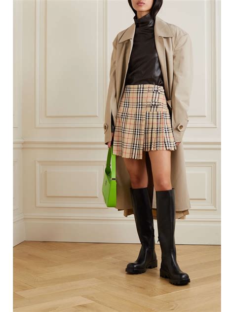 pleated burberry inspired print mini skirt|Burberry check wool pleated skirt.